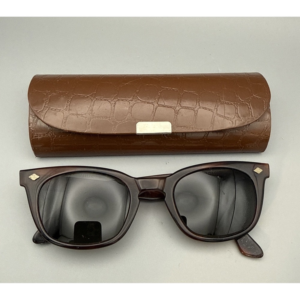 ITEK Vintage KH Safety Safety Sunglasses Authentic 1960's Brown Tortoise & Case